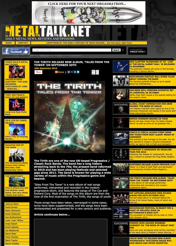 The Tirith Release Page 1New Album, ‘Tales From The Tower’ on September 30th copy